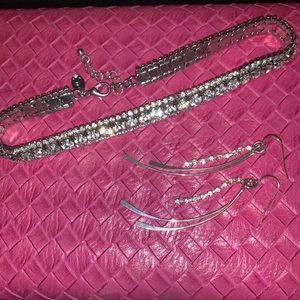 adjustable diamond chocker and dangling earrings